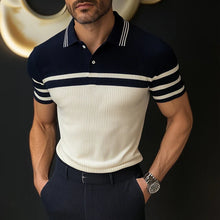 Load image into Gallery viewer, Men's Knitted Striped Short Sleeve POLO Shirt