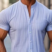 Load image into Gallery viewer, Men's Solid Color Casual Stand Collar Short Sleeve Shirt