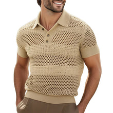 Load image into Gallery viewer, Men's Summer Knitted Breathable Polo Neck Short Sleeve T-Shirt