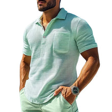 Load image into Gallery viewer, Men's Solid Waffle Lapel Short Sleeve Casual Polo Shirt