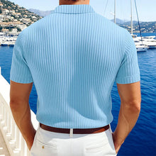 Load image into Gallery viewer, Men's Casual Solid Color Soft Knit Lapel Slim Short Sleeve Polo Shirt Sweater