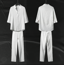 Load image into Gallery viewer, Men's 2 Pieces Linen Set Summer Outfits