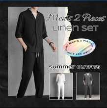 Load image into Gallery viewer, Men's 2 Pieces Linen Set Summer Outfits