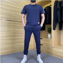 Load image into Gallery viewer, Men's High Stretch Short Sleeve Top & Jogging Pants 2-Piece Set