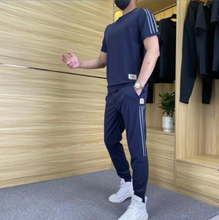 Load image into Gallery viewer, Men's High Stretch Short Sleeve Top & Jogging Pants 2-Piece Set