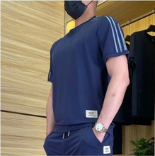 Load image into Gallery viewer, Men's High Stretch Short Sleeve Top & Jogging Pants 2-Piece Set