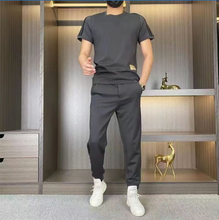 Load image into Gallery viewer, Men's High Stretch Short Sleeve Top & Jogging Pants 2-Piece Set