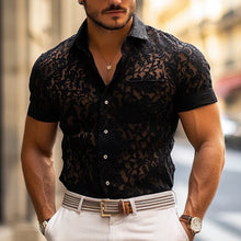 Load image into Gallery viewer, Men's Fashion Lace Lapel Short Sleeve Casual Shirt