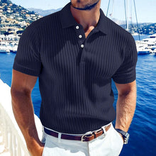 Load image into Gallery viewer, Men's Casual Solid Color Soft Knit Lapel Slim Short Sleeve Polo Shirt Sweater
