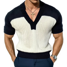 Load image into Gallery viewer, Men&#39;s Casual V-Neck Slim Fit Cotton Knitted Short Sleeve T-Shirt
