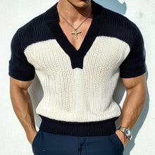 Load image into Gallery viewer, Men&#39;s Casual V-Neck Slim Fit Cotton Knitted Short Sleeve T-Shirt
