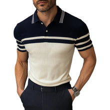 Load image into Gallery viewer, Men's Knitted Striped Short Sleeve POLO Shirt
