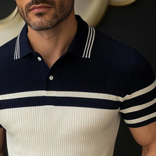 Load image into Gallery viewer, Men's Knitted Striped Short Sleeve POLO Shirt

