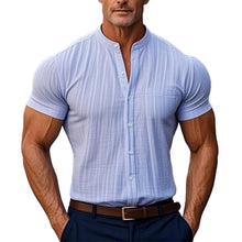 Load image into Gallery viewer, Men's Solid Color Casual Stand Collar Short Sleeve Shirt
