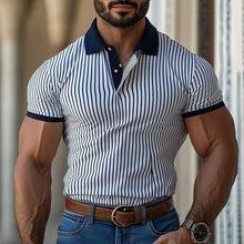 Load image into Gallery viewer, Men's Vertical Striped Slim Fit Short-Sleeved Polo Shirt
