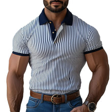 Load image into Gallery viewer, Men's Vertical Striped Slim Fit Short-Sleeved Polo Shirt
