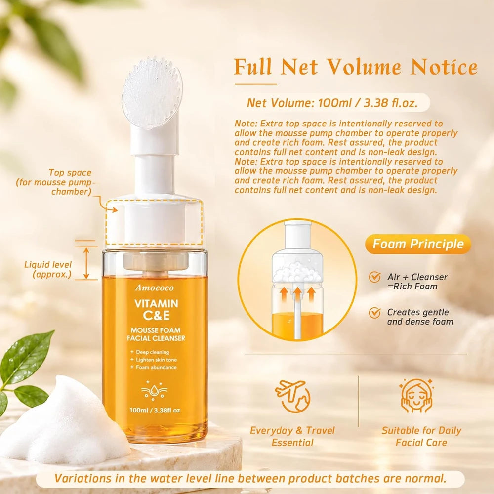 Vitamin C Foam Cleanser with Massage Brush