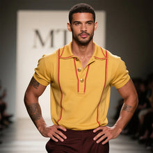 Load image into Gallery viewer, Men's Vintage Casual Striped Embroidered Cotton Short Sleeve Polo Shirt
