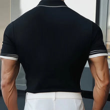 Load image into Gallery viewer, MEN'S SUMMER CLASSIC BLACK AND WHITE KNITTED SHORT SLEEVE T-SHIRT

