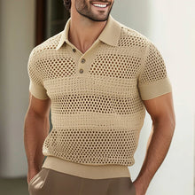 Load image into Gallery viewer, Men's Summer Knitted Breathable Polo Neck Short Sleeve T-Shirt
