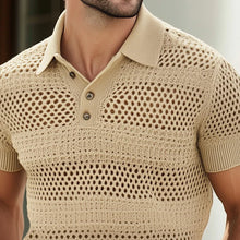 Load image into Gallery viewer, Men's Summer Knitted Breathable Polo Neck Short Sleeve T-Shirt
