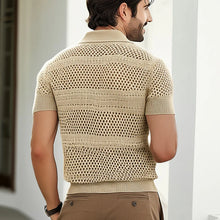 Load image into Gallery viewer, Men's Summer Knitted Breathable Polo Neck Short Sleeve T-Shirt
