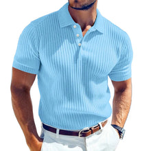 Load image into Gallery viewer, Men's Casual Solid Color Soft Knit Lapel Slim Short Sleeve Polo Shirt Sweater
