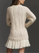 Load image into Gallery viewer, Women Crewneck Cable Knit Sweater Mini Dress
