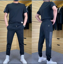 Load image into Gallery viewer, Men's High Stretch Short Sleeve Top &amp; Jogging Pants 2-Piece Set
