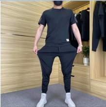 Load image into Gallery viewer, Men's High Stretch Short Sleeve Top &amp; Jogging Pants 2-Piece Set
