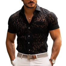 Load image into Gallery viewer, Men's Fashion Lace Lapel Short Sleeve Casual Shirt
