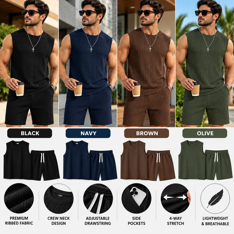 COOFANDY Men Knit Beach Set